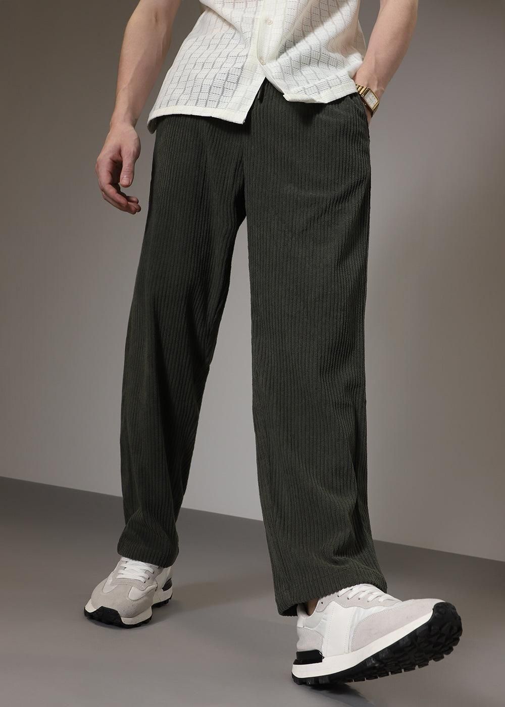 Casual Black & Green Pants Set