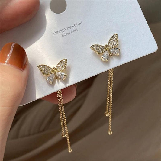 Long Tassel Butterfly Drop Earrings