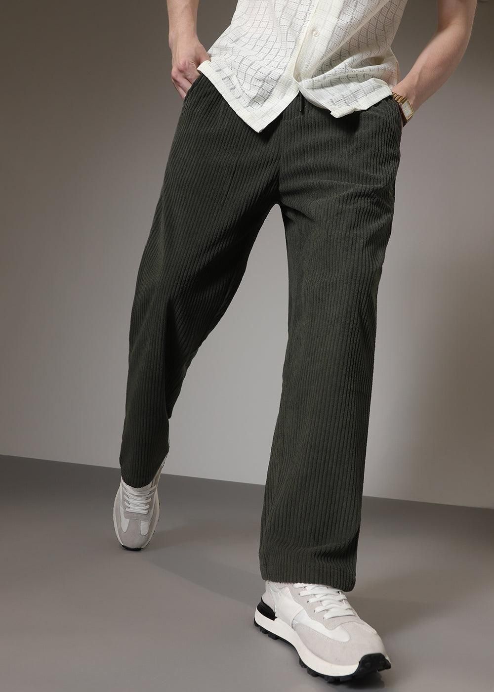 Casual Black & Green Pants Set