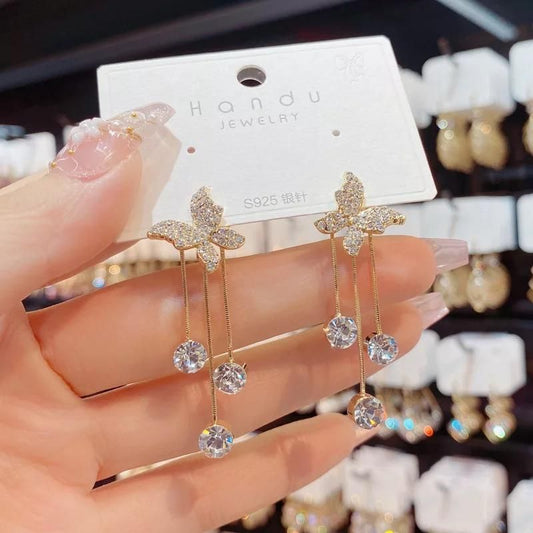 Dual-Wear Diamond Butterfly Stud Earrings