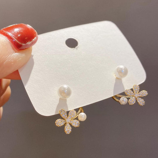 Korean Pearl Flower Earrings