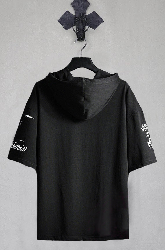 Slim Fit Black Cotton Hoodie