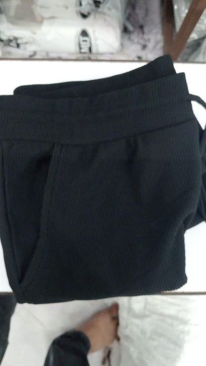 Casual Black & Green Pants Set