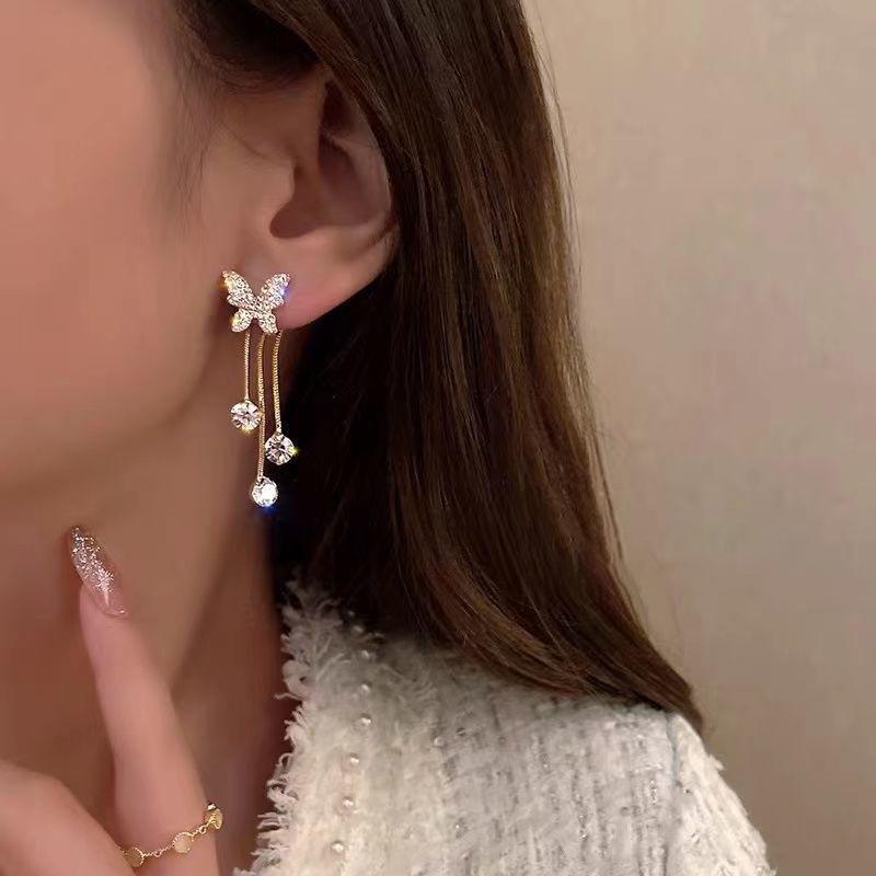 Dual-Wear Diamond Butterfly Stud Earrings