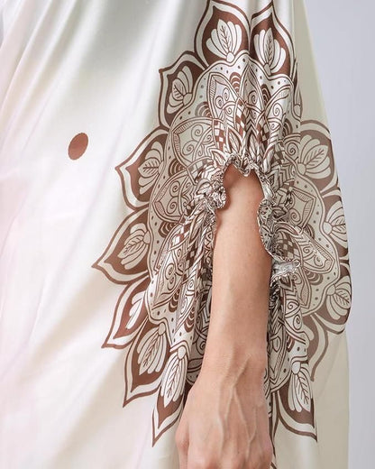 Satin Silk Printed Saree with Unstitched Blouse