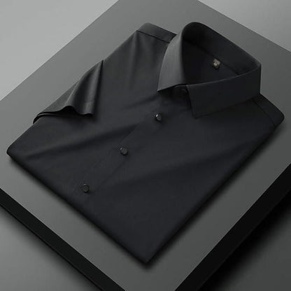 Black Satin Solid Shirt for Men