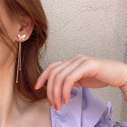 Long Tassel Butterfly Drop Earrings
