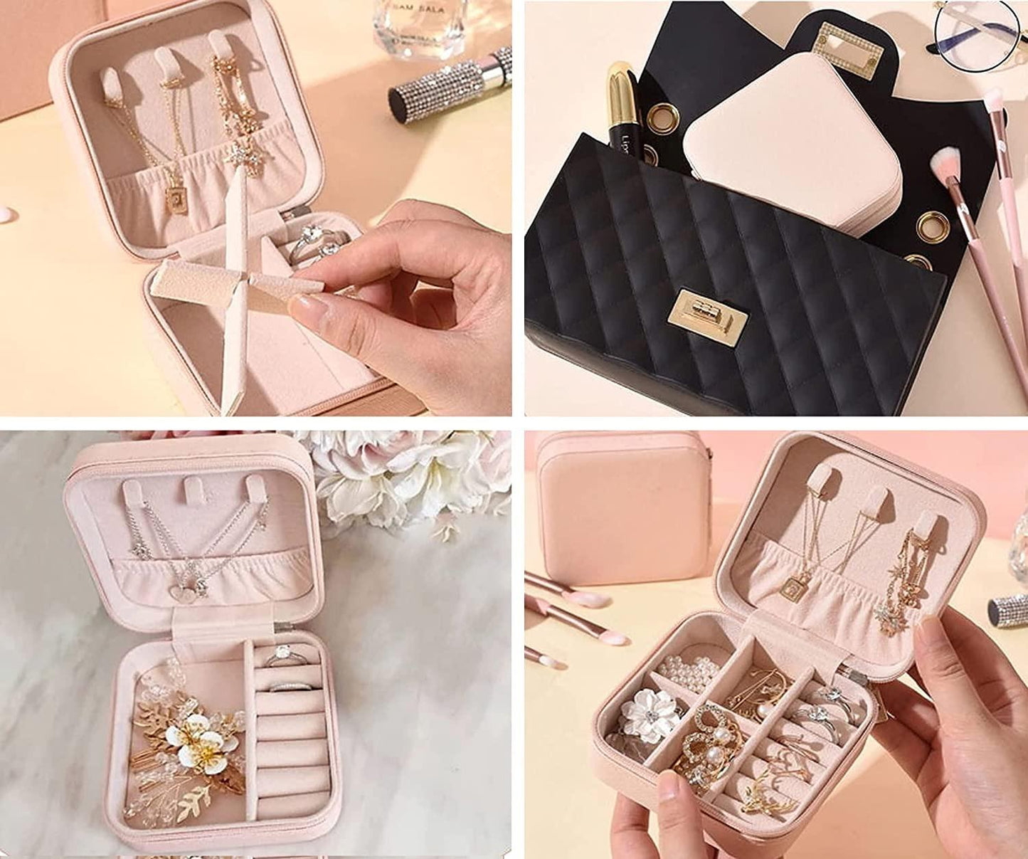 Pink Travel Jewellery Organizer Pouch