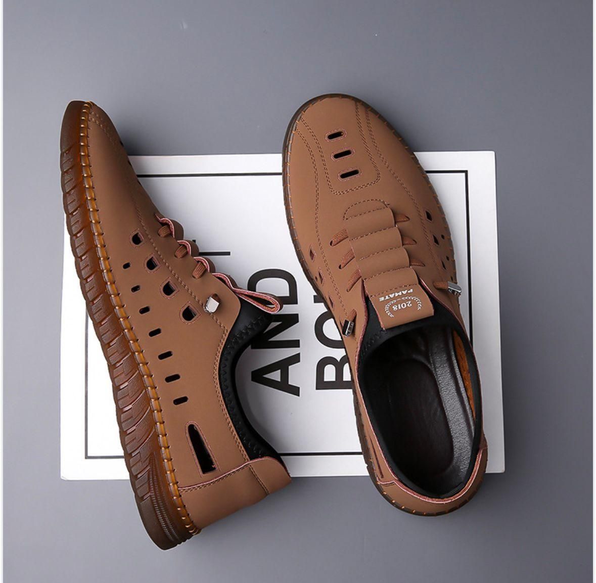 Stylish Laser Cut Tan Casual Shoes