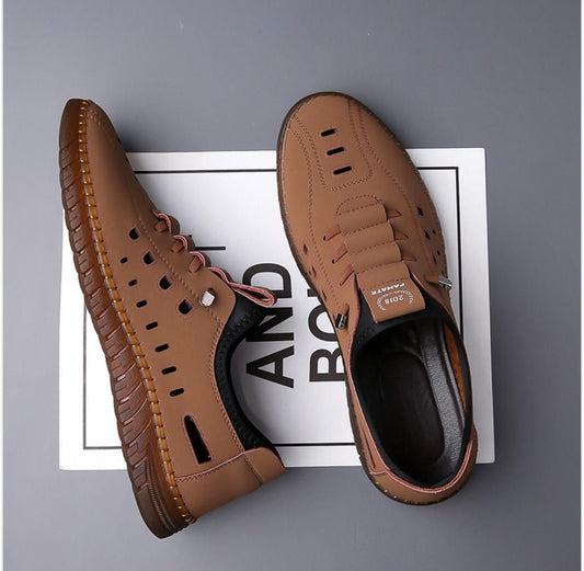 Stylish Laser Cut Tan Casual Shoes