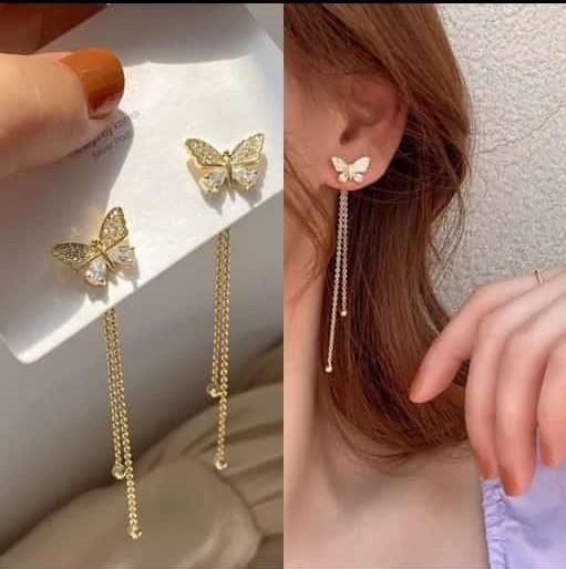 Long Tassel Butterfly Drop Earrings
