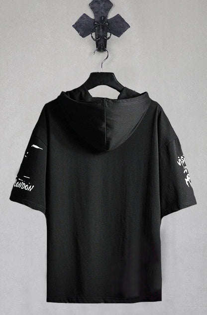 Slim Fit Black Cotton Hoodie