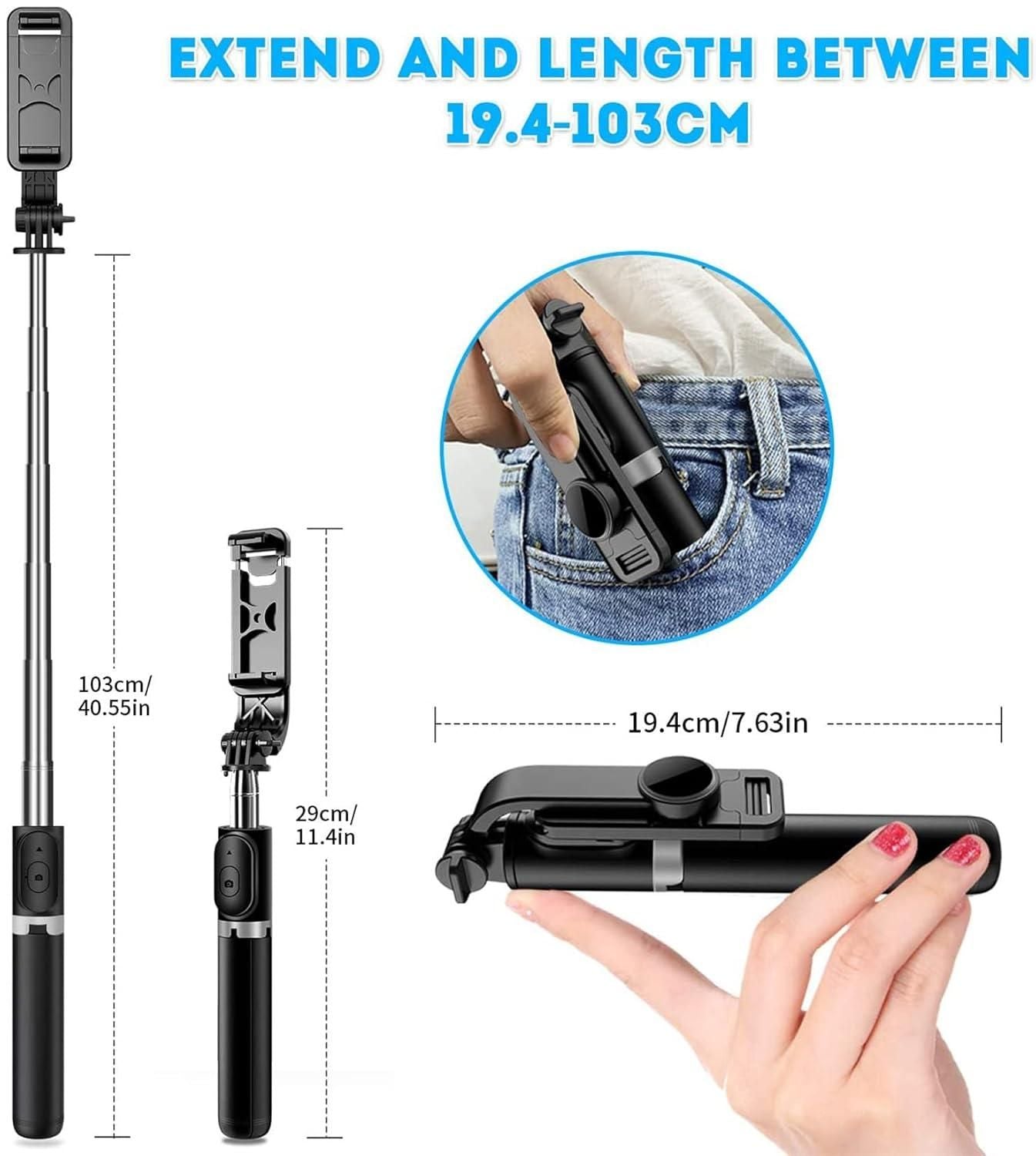 📸 3-in-1 Selfie Tripod Stick