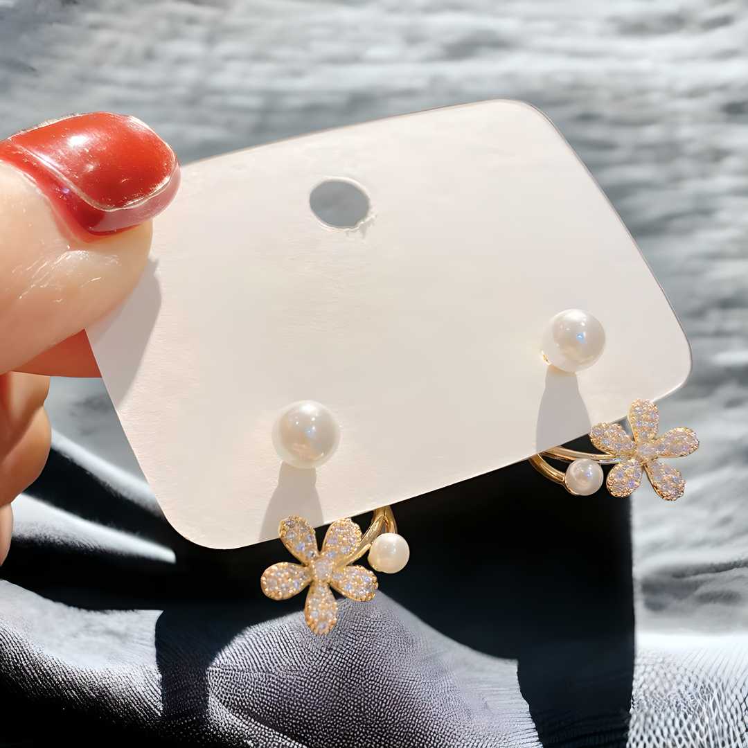 Korean Pearl Flower Earrings