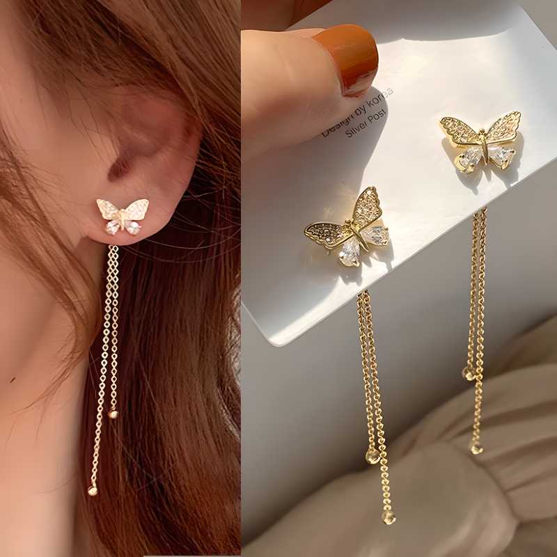 Long Tassel Butterfly Drop Earrings