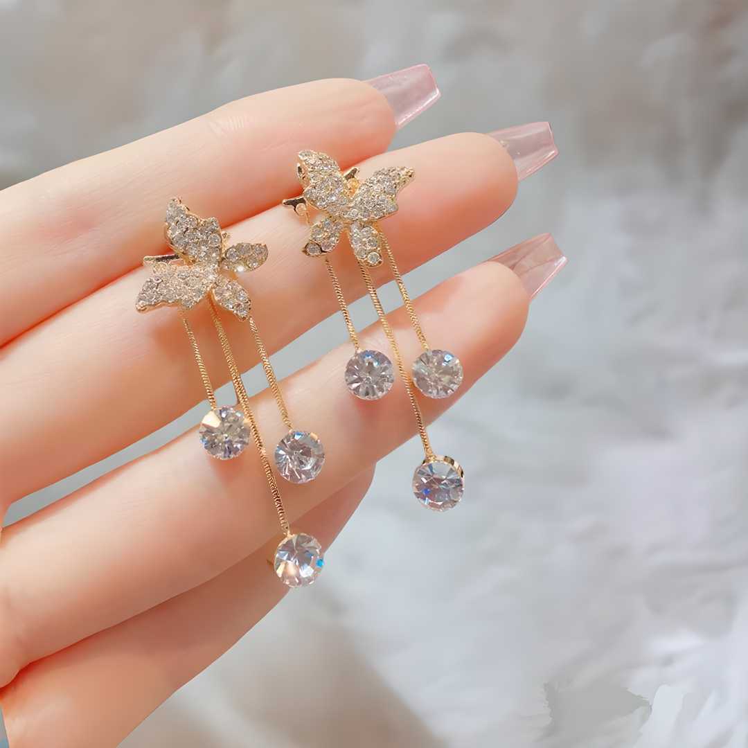 Dual-Wear Diamond Butterfly Stud Earrings